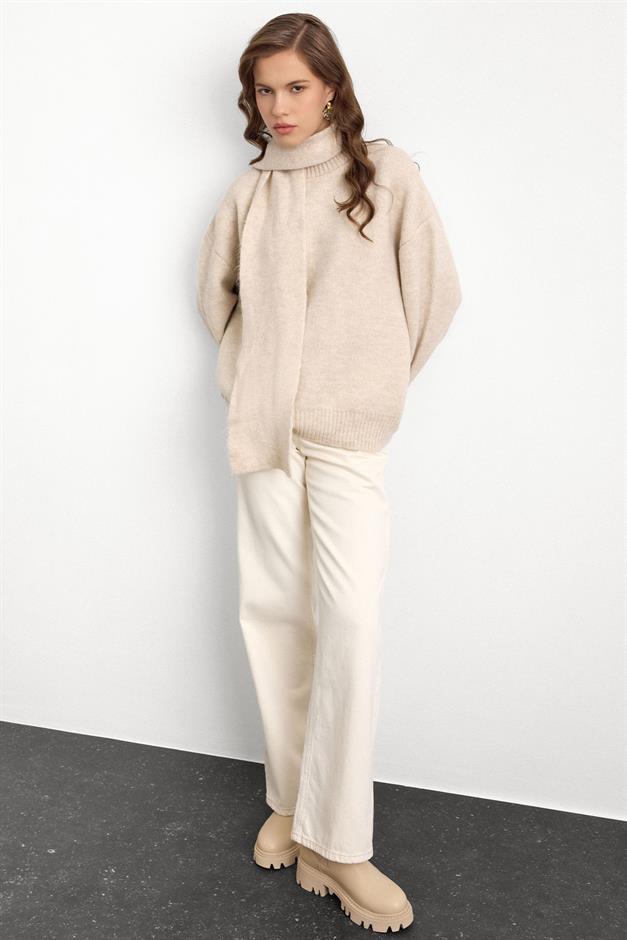 Bisiklet Yaka Atkı Salaş Kalın Kazak TAŞ 8280