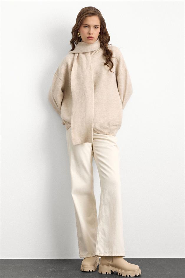 Bisiklet Yaka Atkı Salaş Kalın Kazak TAŞ 8280