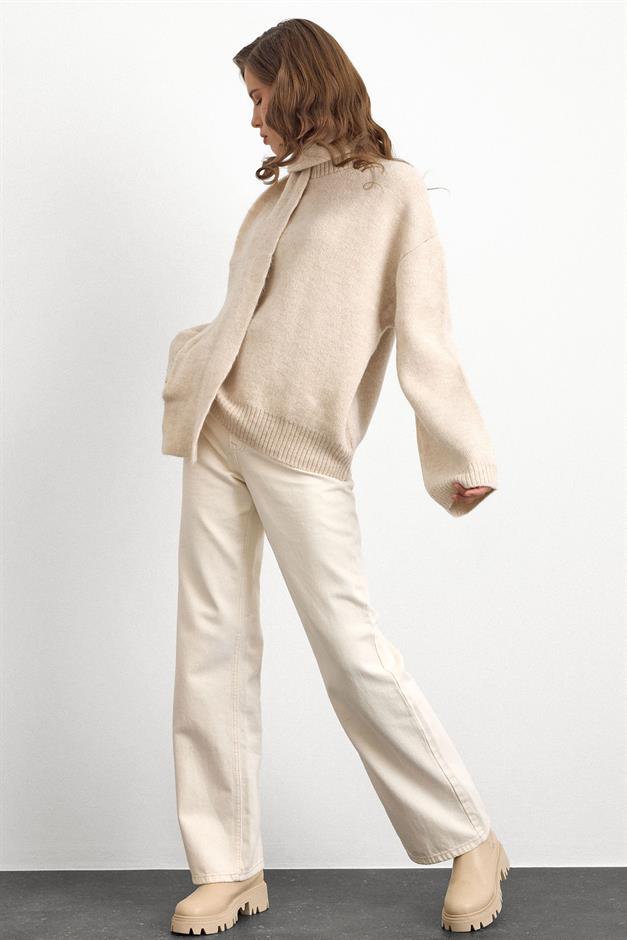 Bisiklet Yaka Atkı Salaş Kalın Kazak TAŞ 8280