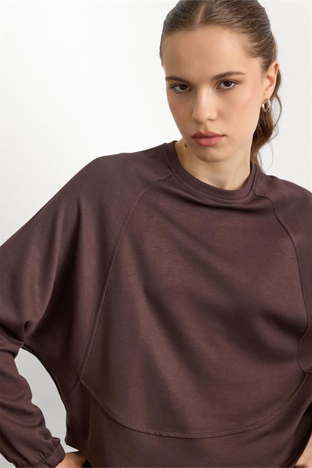 Bisiklet Yaka Örme Sweat Etekli Takım KAHVE 9386-TK