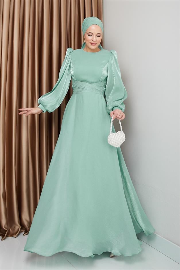 فستان سهرة حرير من يوريو مع حزام متقاطع مثل 1238