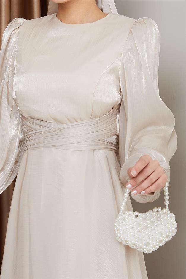 فستان سهرة حرير من يوريو مع حزام متقاطع حجر 1238