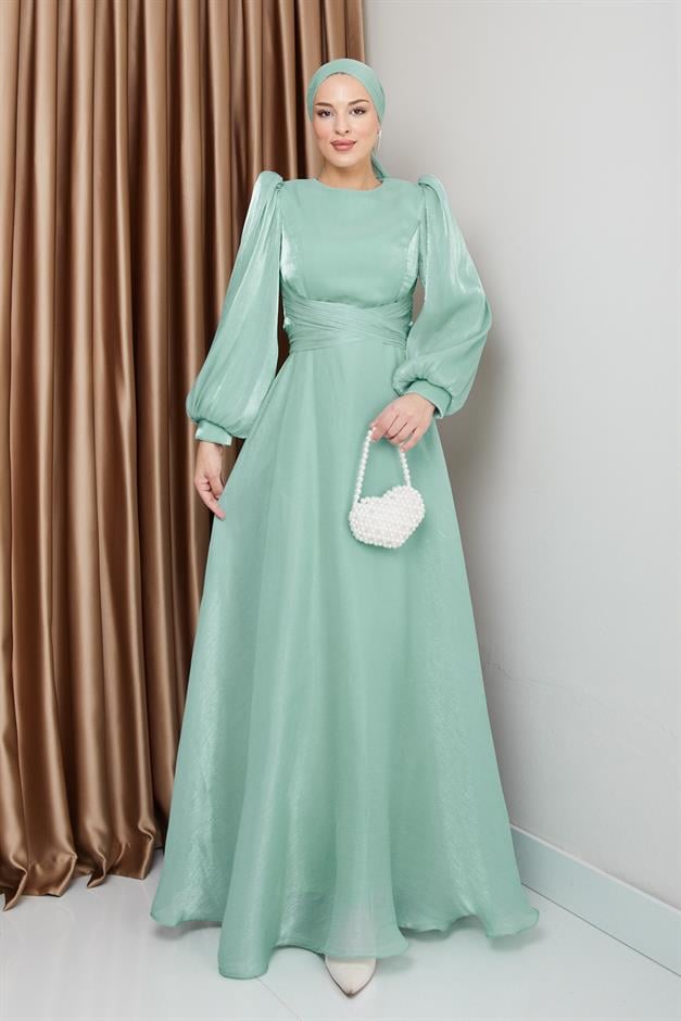 فستان سهرة حرير من يوريو مع حزام متقاطع مثل 1238