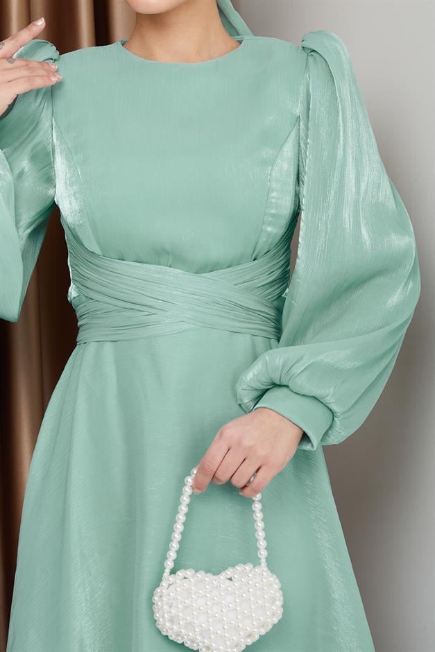 فستان سهرة حرير من يوريو مع حزام متقاطع مثل 1238