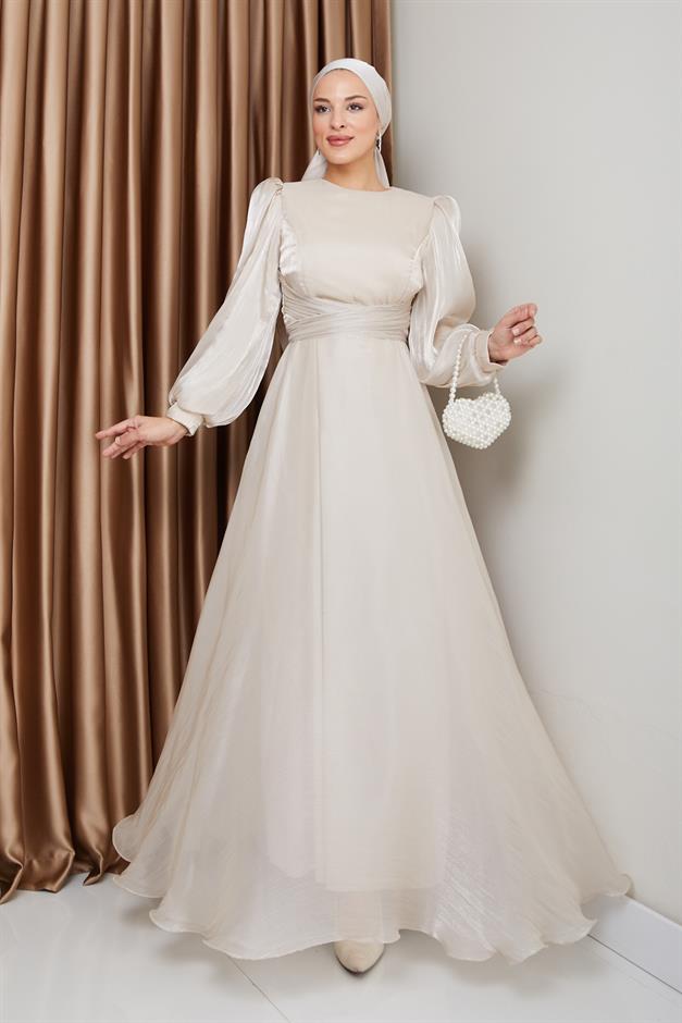 فستان سهرة حرير من يوريو مع حزام متقاطع حجر 1238