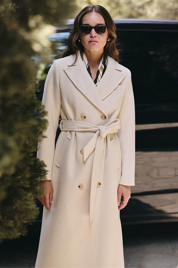 معطف متوسط الطول ذو ياقة جاكيت وصديرية مزدوجة وحدة التحكم الإلكترونية 3094