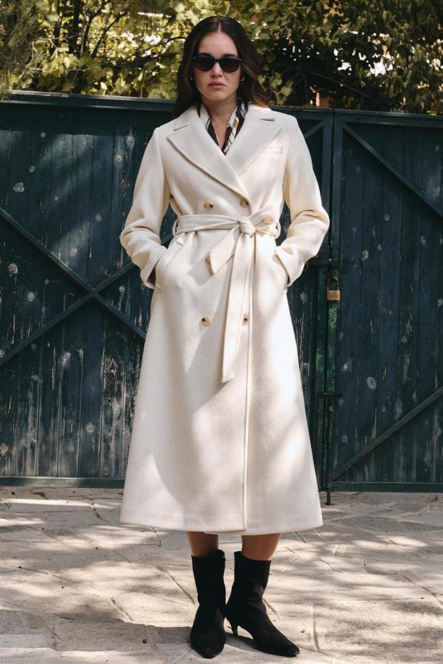 معطف متوسط الطول ذو ياقة جاكيت وصديرية مزدوجة وحدة التحكم الإلكترونية 3094