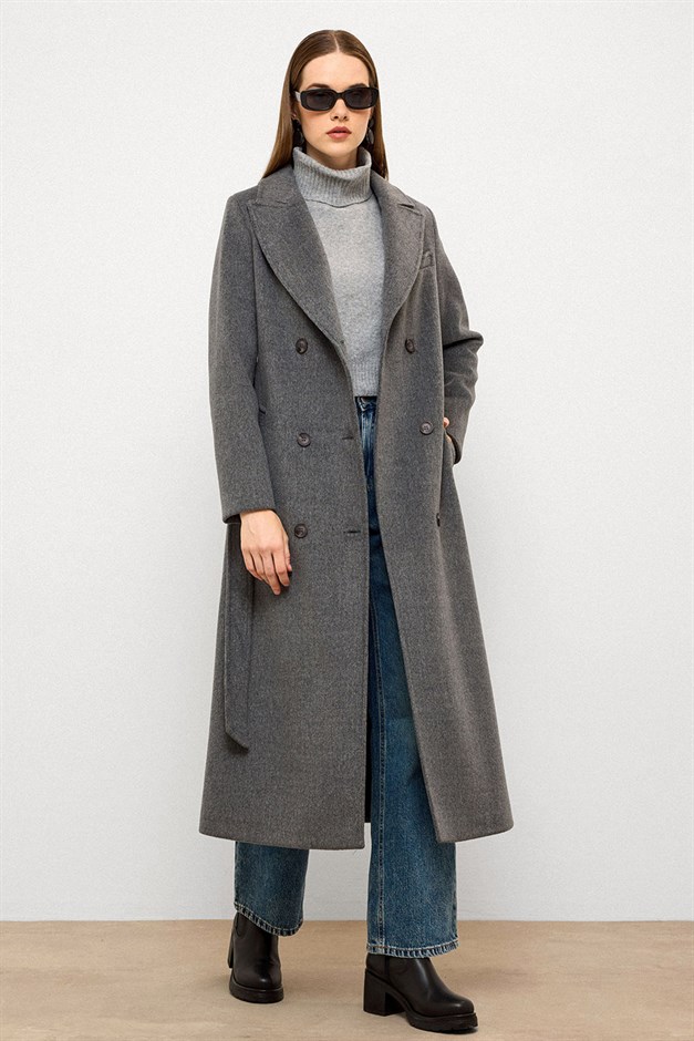 Ceket Yaka Kruvaze Ara Boy Kaban GRİ 3094