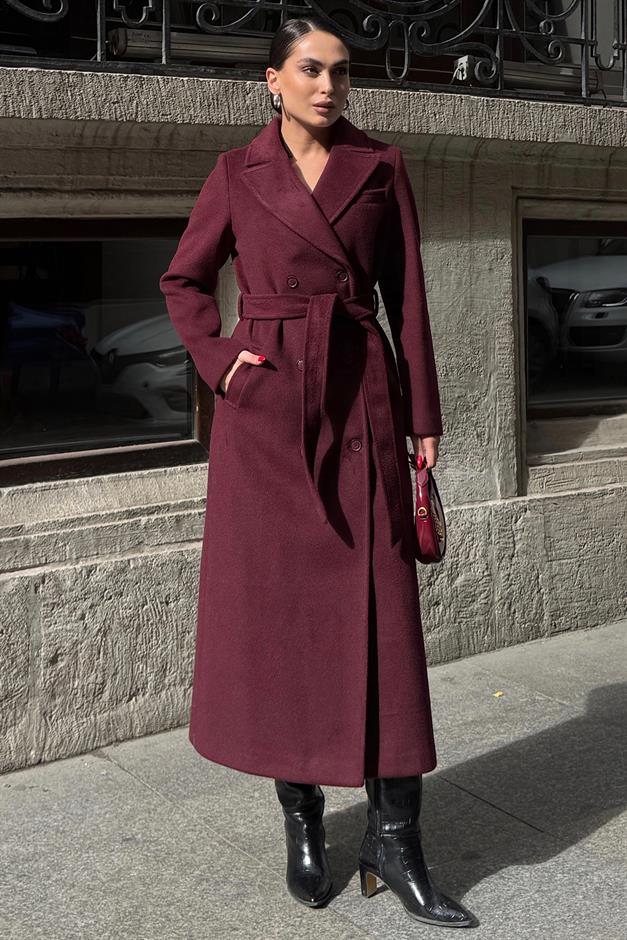 معطف متوسط الطول ذو ياقة جاكيت وصديرية مزدوجة دامسون 3094