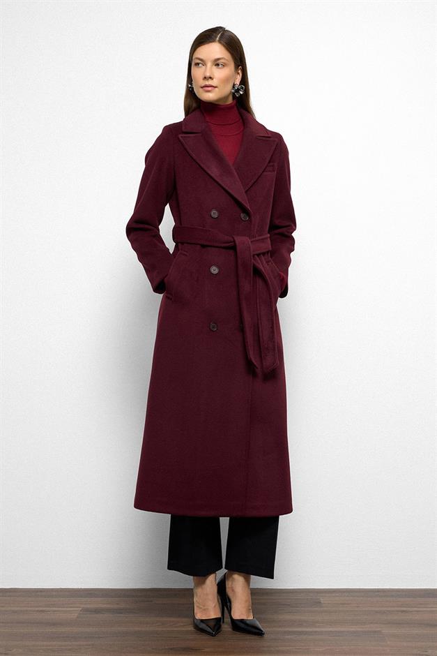 معطف متوسط الطول ذو ياقة جاكيت وصديرية مزدوجة دامسون 3094