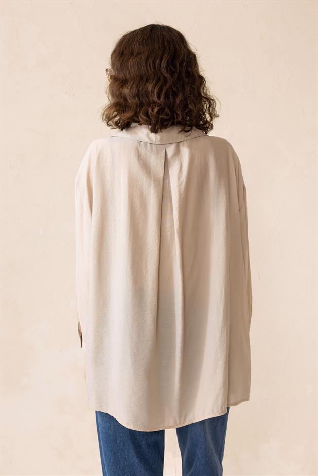 Oversized Shirt with Pocket Detail STONE 9312