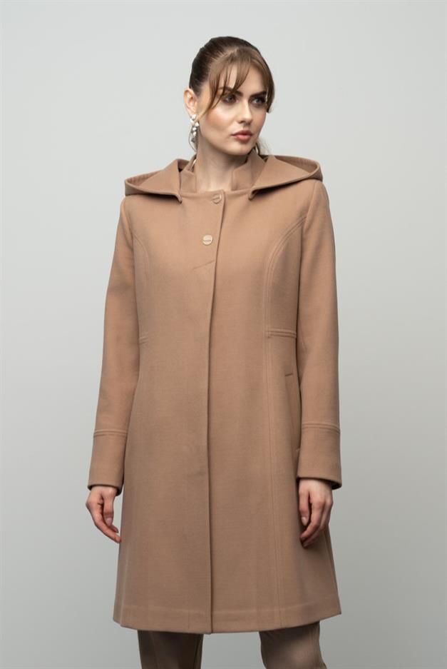 Detachable Hooded Cup Detailed Coat CAMEL 3041