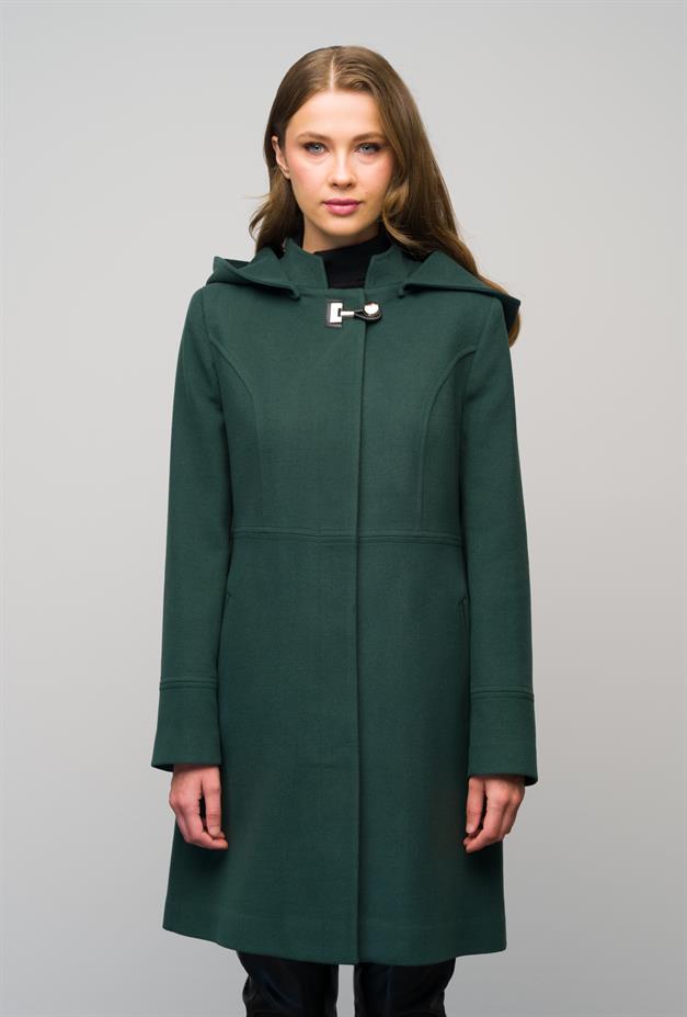 Detachable Hooded Coat with Metal Accessories GREEN 3036