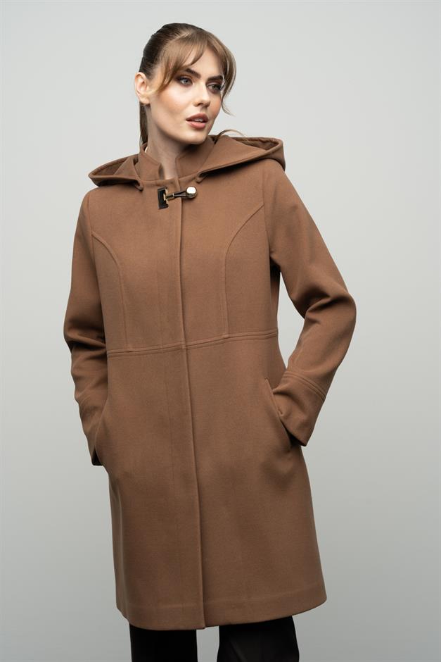 Detachable Hooded Coat with Metal Accessories CAMEL 3036