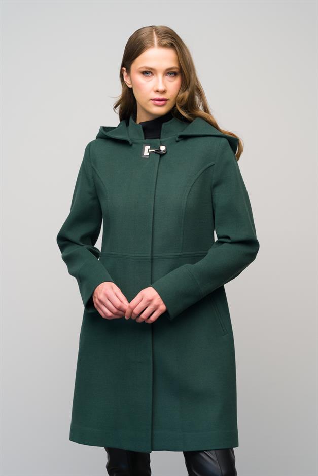 Detachable Hooded Coat with Metal Accessories GREEN 3036