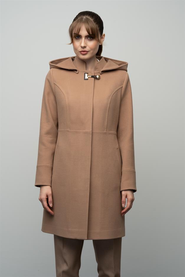 Detachable Hooded Coat with Metal Accessories CAMEL 3036