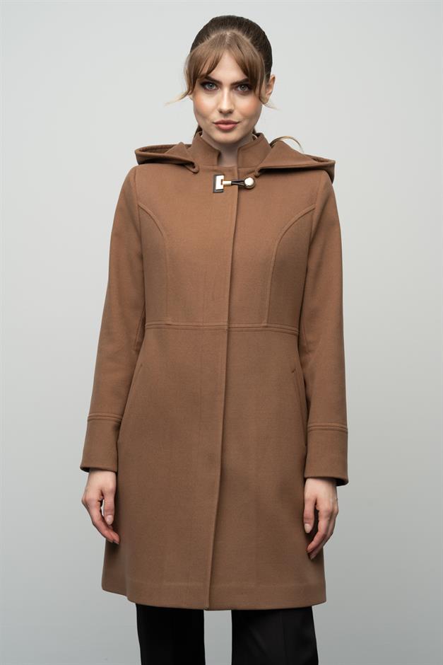 Detachable Hooded Coat with Metal Accessories CAMEL 3036