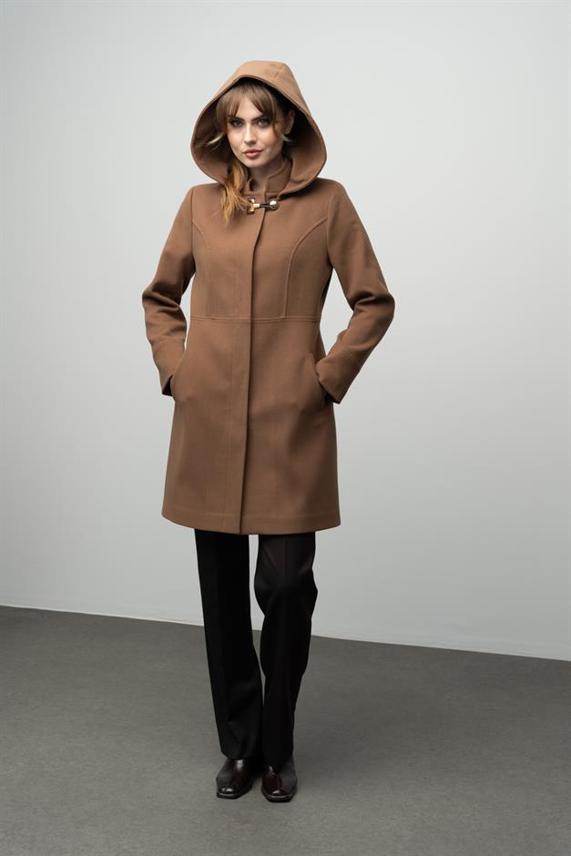 Detachable Hooded Coat with Metal Accessories CAMEL 3036