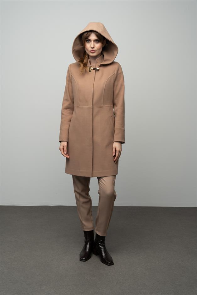 Detachable Hooded Coat with Metal Accessories CAMEL 3036