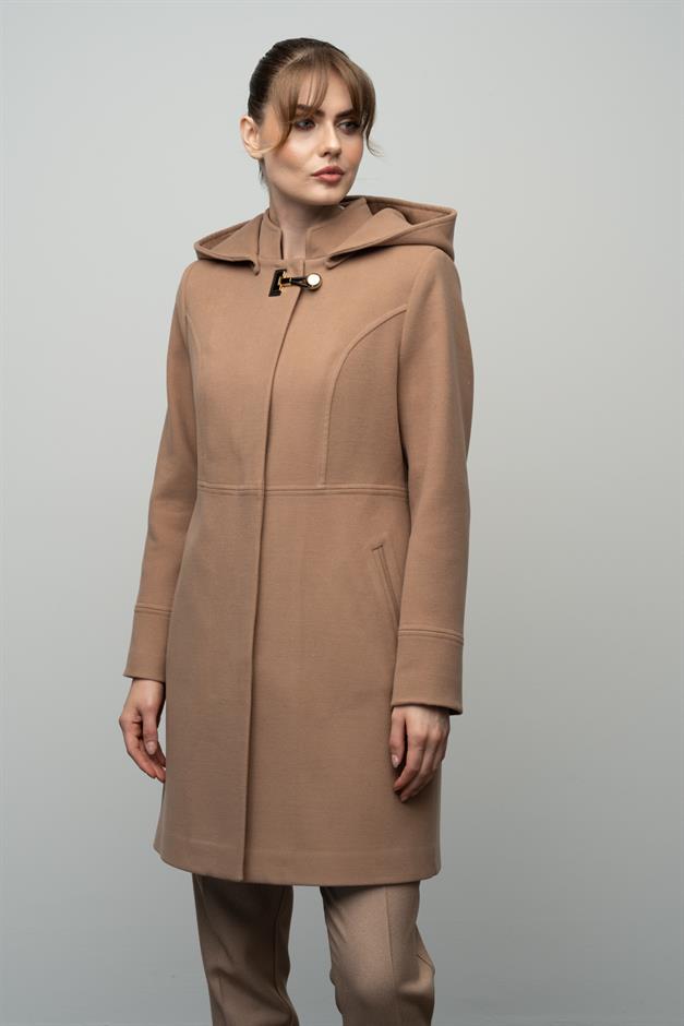 Detachable Hooded Coat with Metal Accessories CAMEL 3036