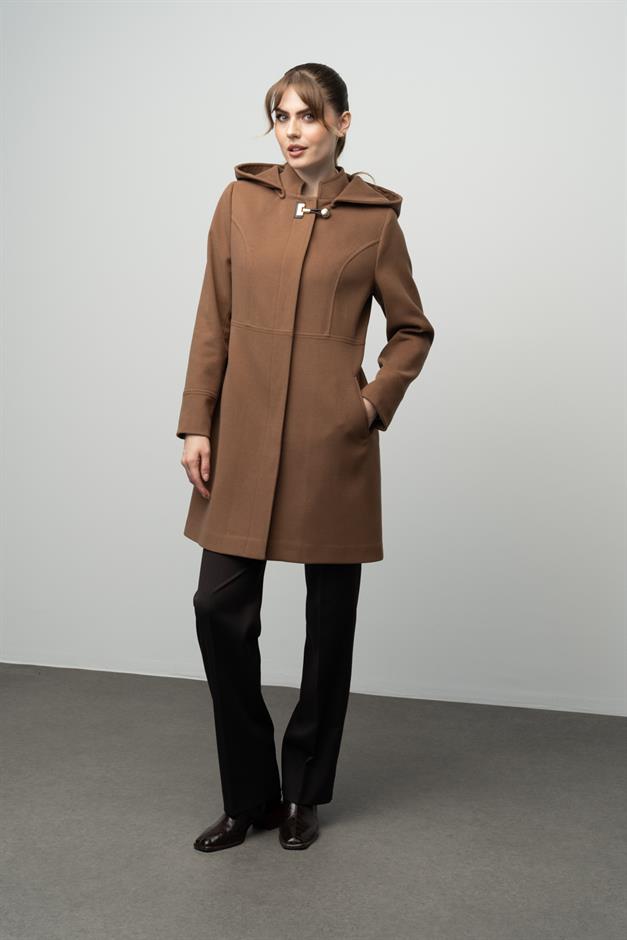 Detachable Hooded Coat with Metal Accessories CAMEL 3036