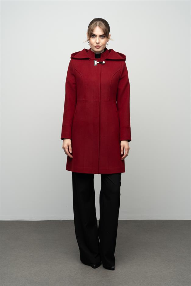 Detachable Hooded Coat with Metal Accessories CRIMSON 3036