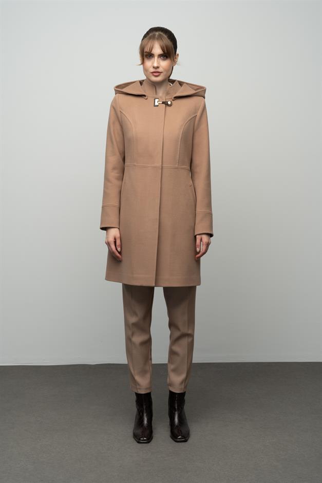 Detachable Hooded Coat with Metal Accessories CAMEL 3036