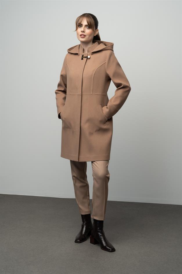 Detachable Hooded Coat with Metal Accessories CAMEL 3036