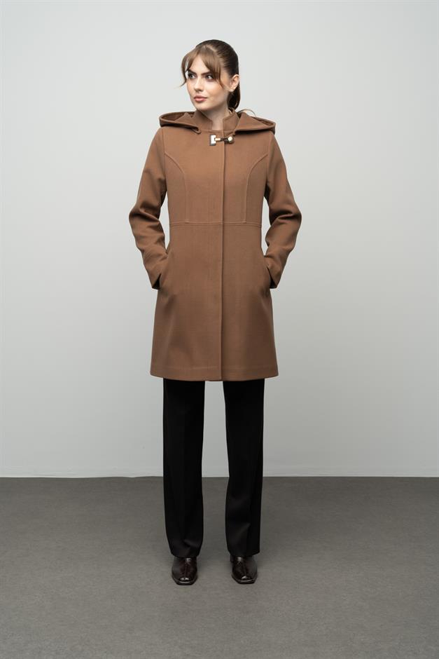 Detachable Hooded Coat with Metal Accessories CAMEL 3036