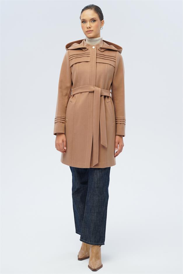 معطف قابل للفصل بغطاء رأس ومضلع ومفصل كامل 3126