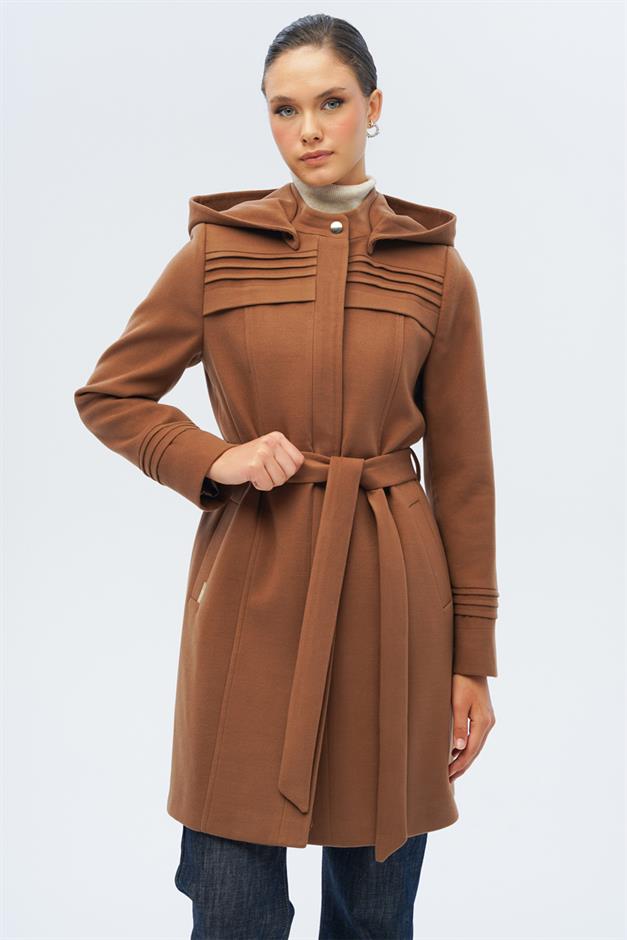 معطف قابل للفصل بغطاء رأس ومضلع ومفصل التبغ 3126