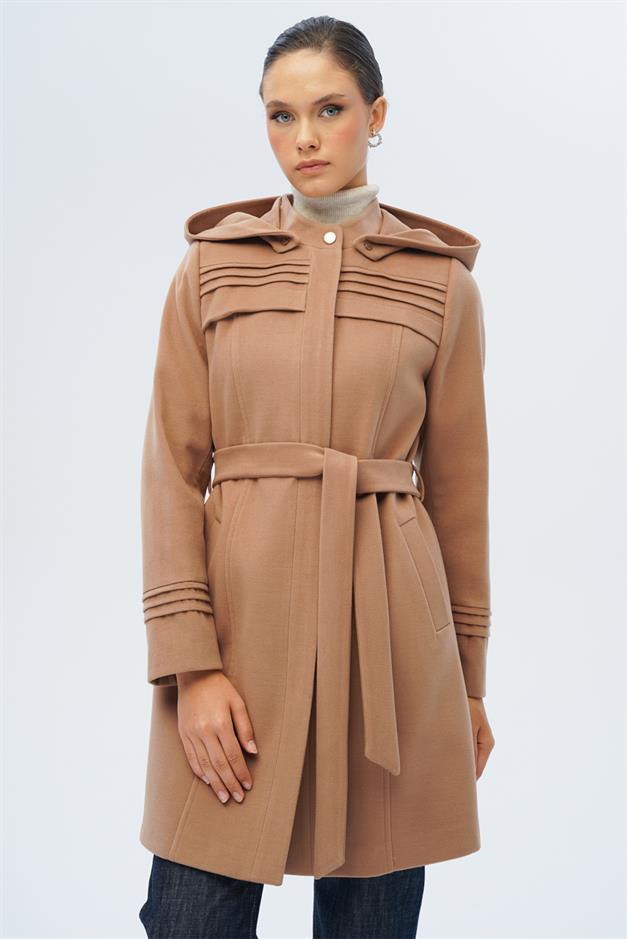 معطف قابل للفصل بغطاء رأس ومضلع ومفصل كامل 3126