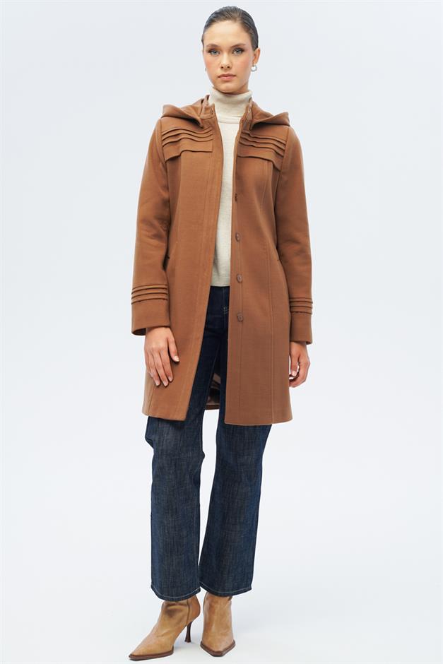 معطف قابل للفصل بغطاء رأس ومضلع ومفصل التبغ 3126