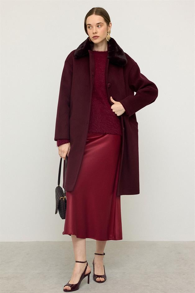 Detachable Furry Low Sleeve Plus Size Coat DAMSON 3089