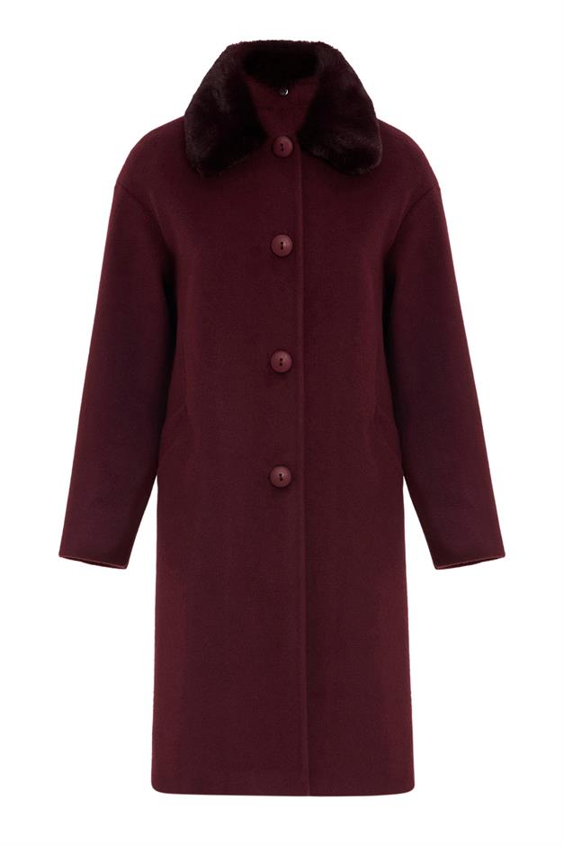 Detachable Furry Low Sleeve Plus Size Coat DAMSON 3089