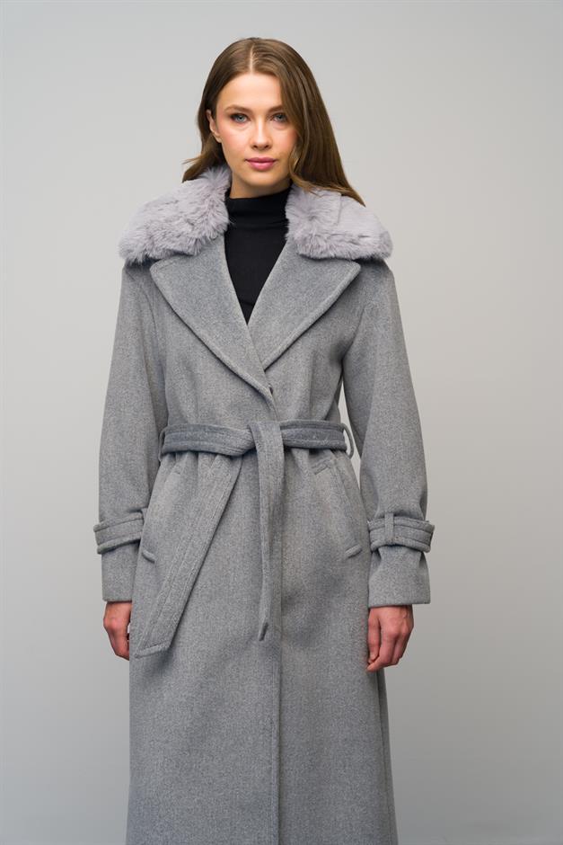 معطف فروي كبير الحجم بأكمام منخفضة وقابل للفصل أ.جري 3067