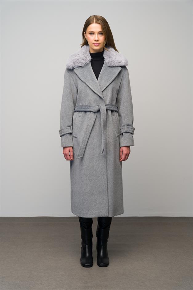 معطف فروي كبير الحجم بأكمام منخفضة وقابل للفصل أ.جري 3067