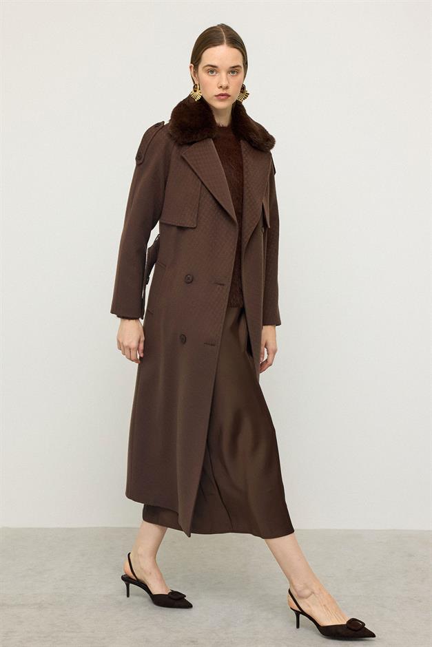 معطف من الفرو القابل للإزالة بتصميم ذاتي، إصدار محدود قهوة 3127