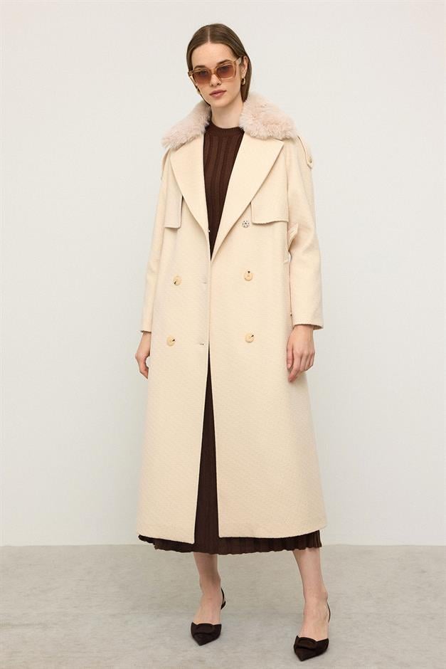 معطف من الفرو القابل للإزالة بتصميم ذاتي، إصدار محدود كريم 3127