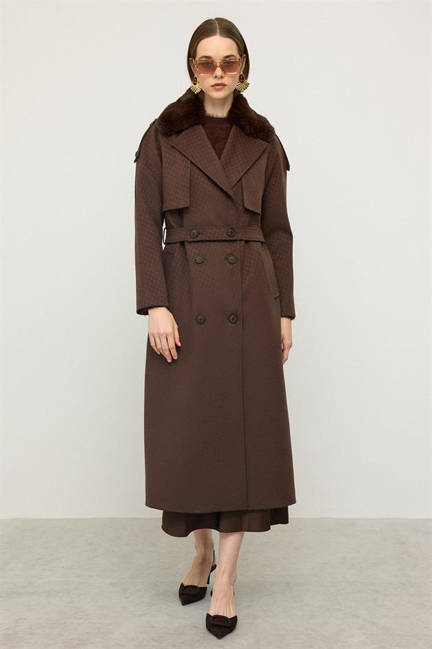 معطف من الفرو القابل للإزالة بتصميم ذاتي، إصدار محدود قهوة 3127