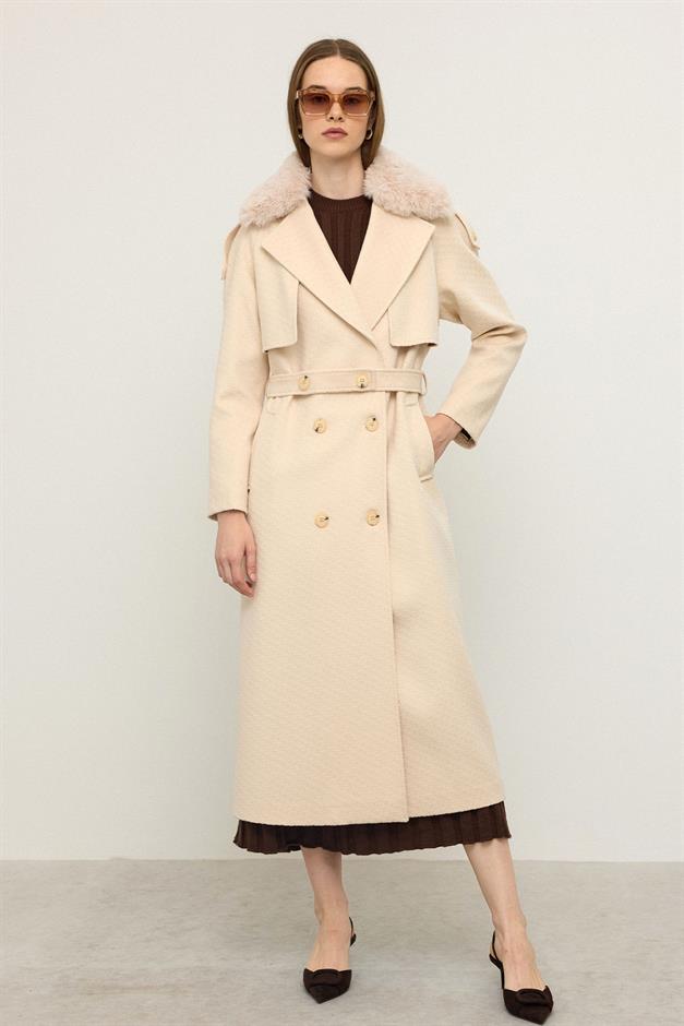 معطف من الفرو القابل للإزالة بتصميم ذاتي، إصدار محدود كريم 3127