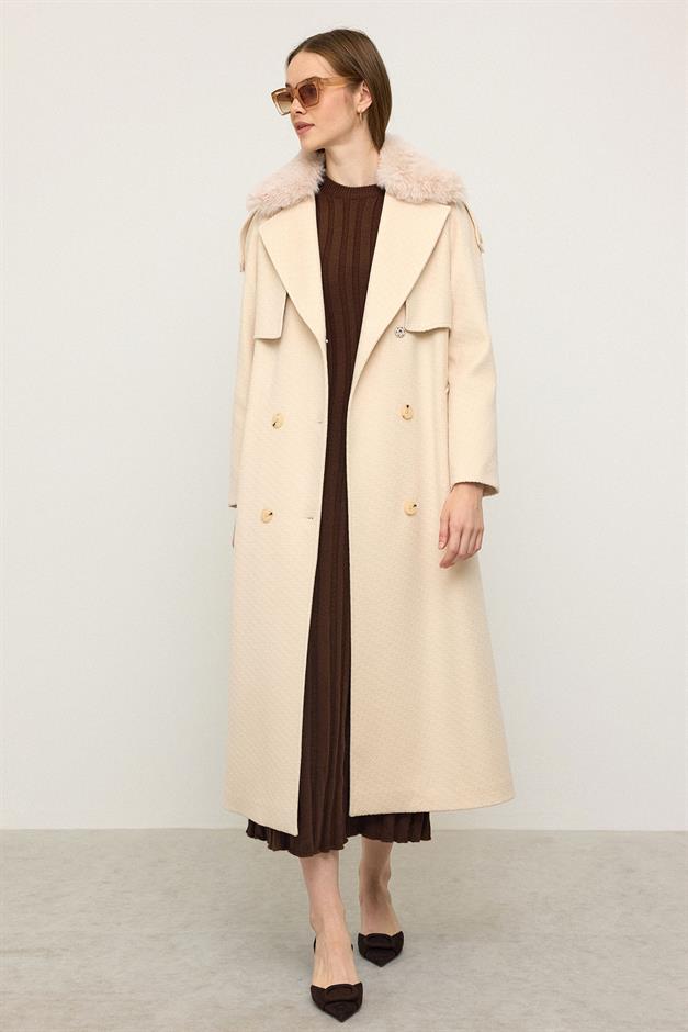 معطف من الفرو القابل للإزالة بتصميم ذاتي، إصدار محدود كريم 3127