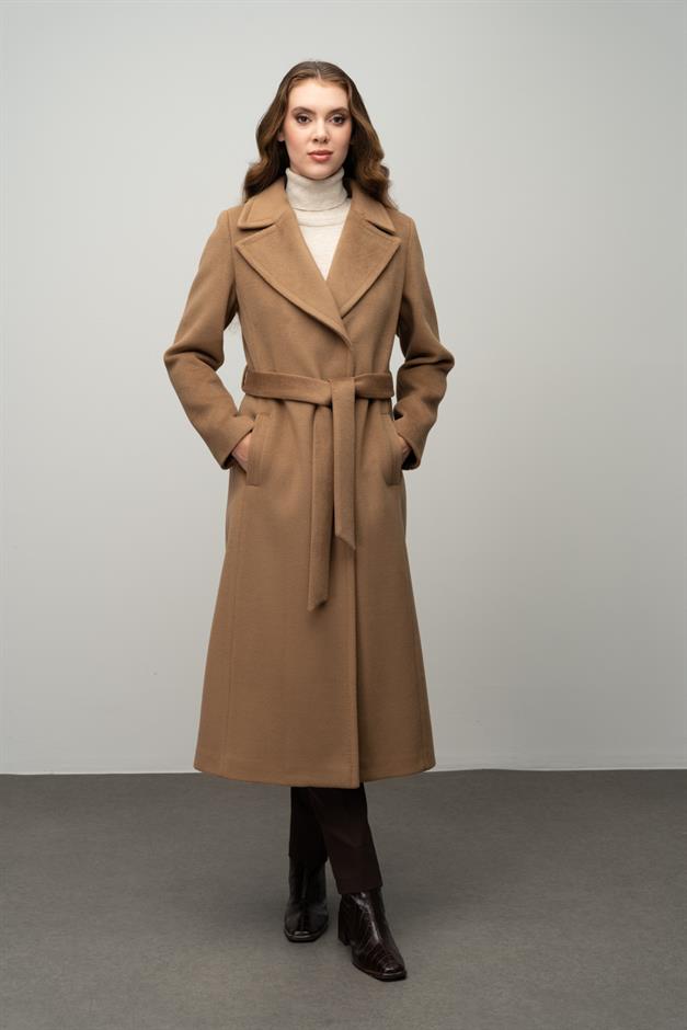 Snap-Front Waist-Tied Exclusive Coat K. KAMEL 3057