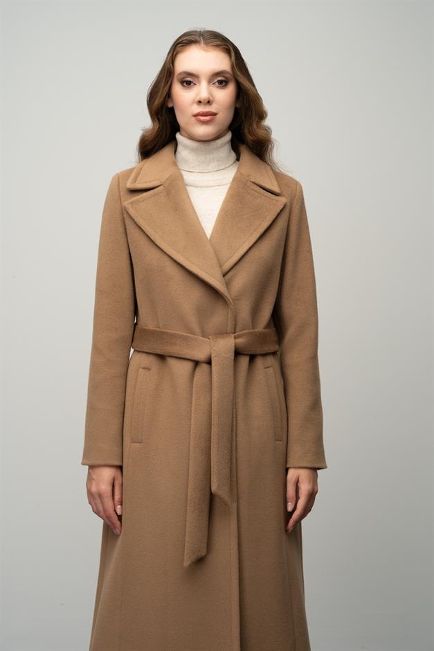 Snap-Front Waist-Tied Exclusive Coat K. KAMEL 3057
