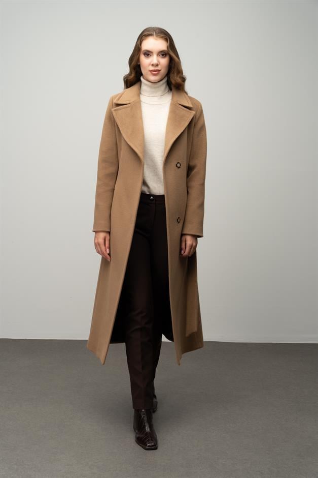 Snap-Front Waist-Tied Exclusive Coat K. KAMEL 3057