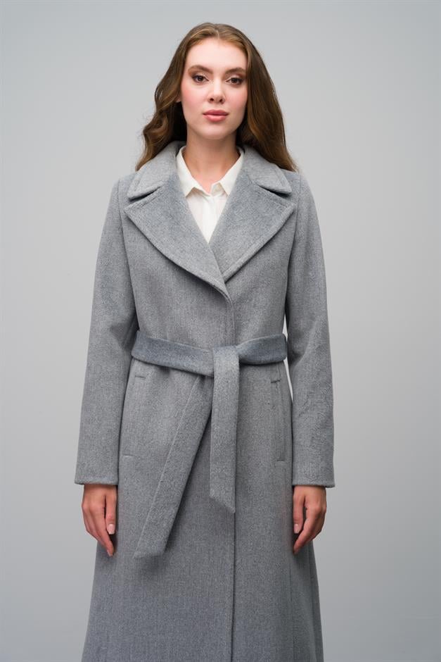 Snap-Front Waist-Tied Exclusive Coat A.GRI 3057