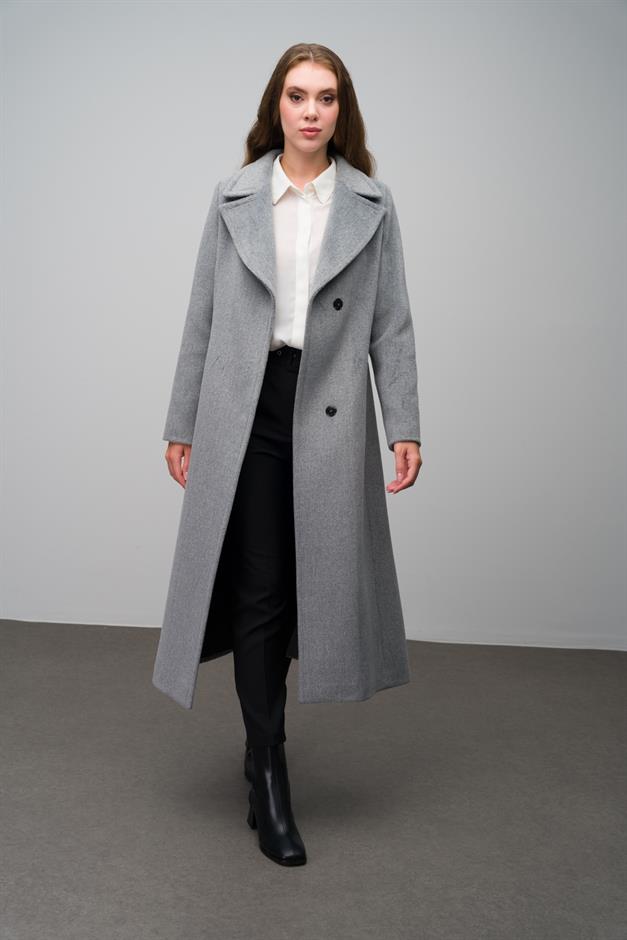 Snap-Front Waist-Tied Exclusive Coat A.GRI 3057