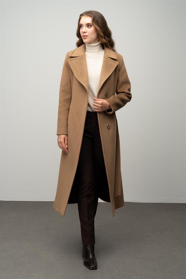 Snap-Front Waist-Tied Exclusive Coat K. KAMEL 3057