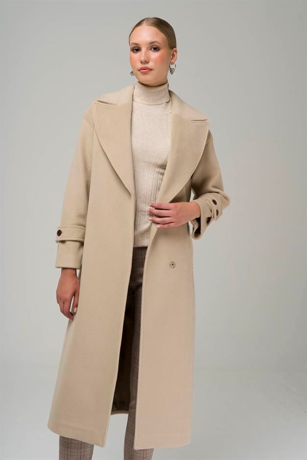 Snap-Front Closure, Low Sleeve, Oversize Coat IVORY 3933