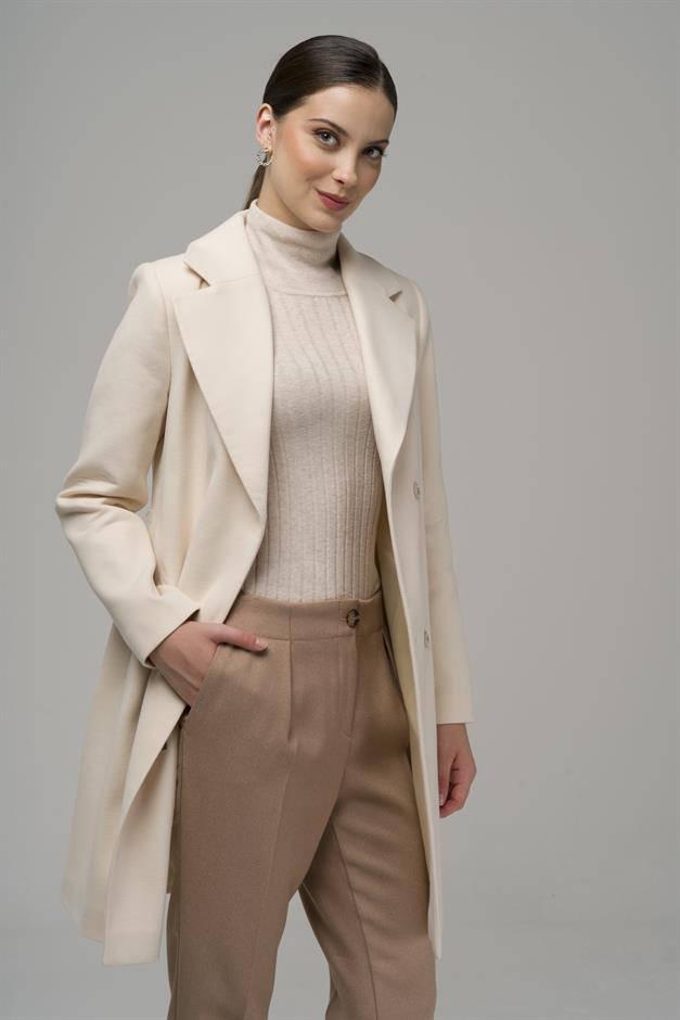 Double-breasted Coat with Snap Closure IVORY 3957